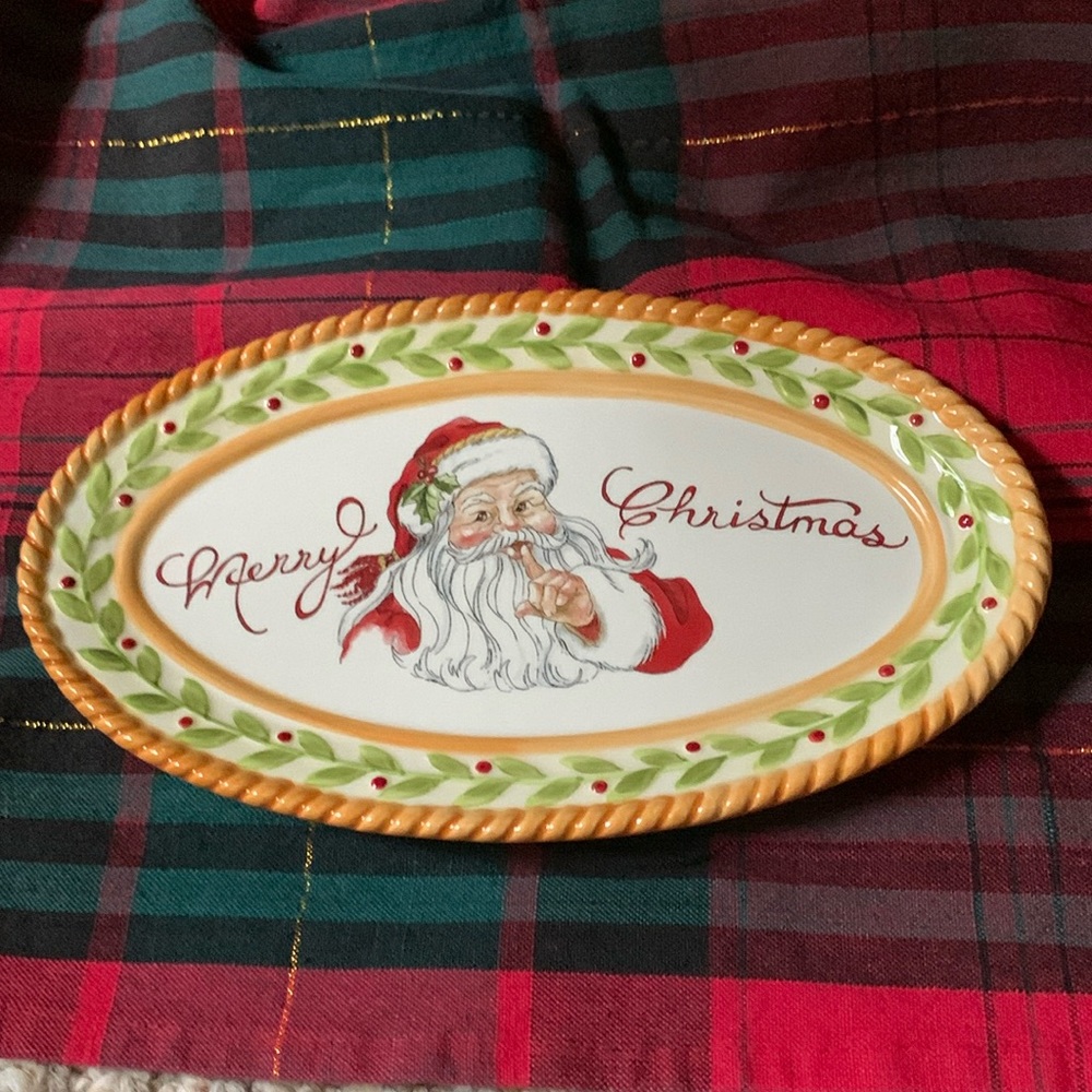 2008 Fitz & Floyd Santa Candy/Cookie Serving Dish